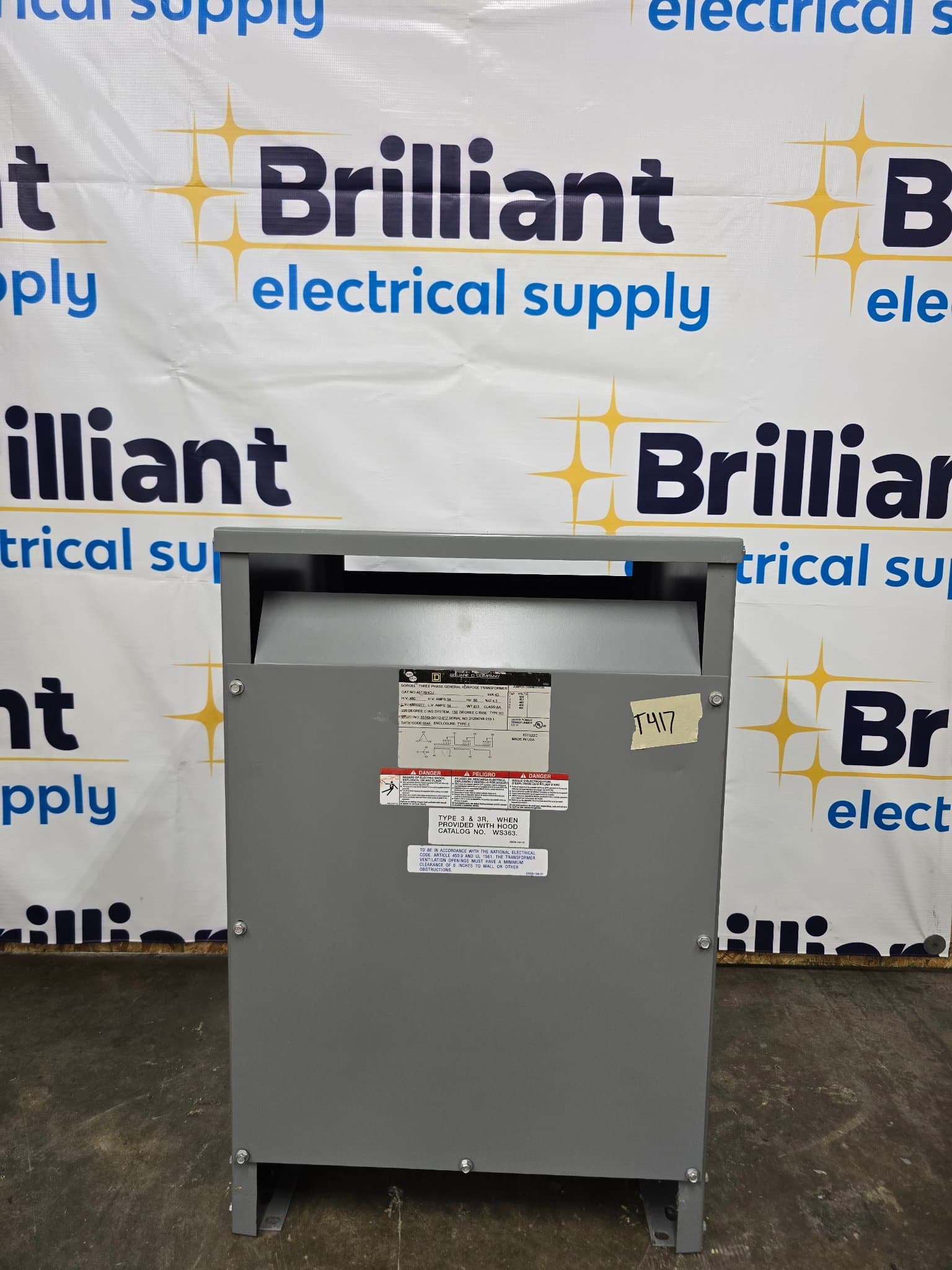 Square D 45T76HCU 45kVA Dry Type Transformer 480V/277V NEMA 1 – image 1