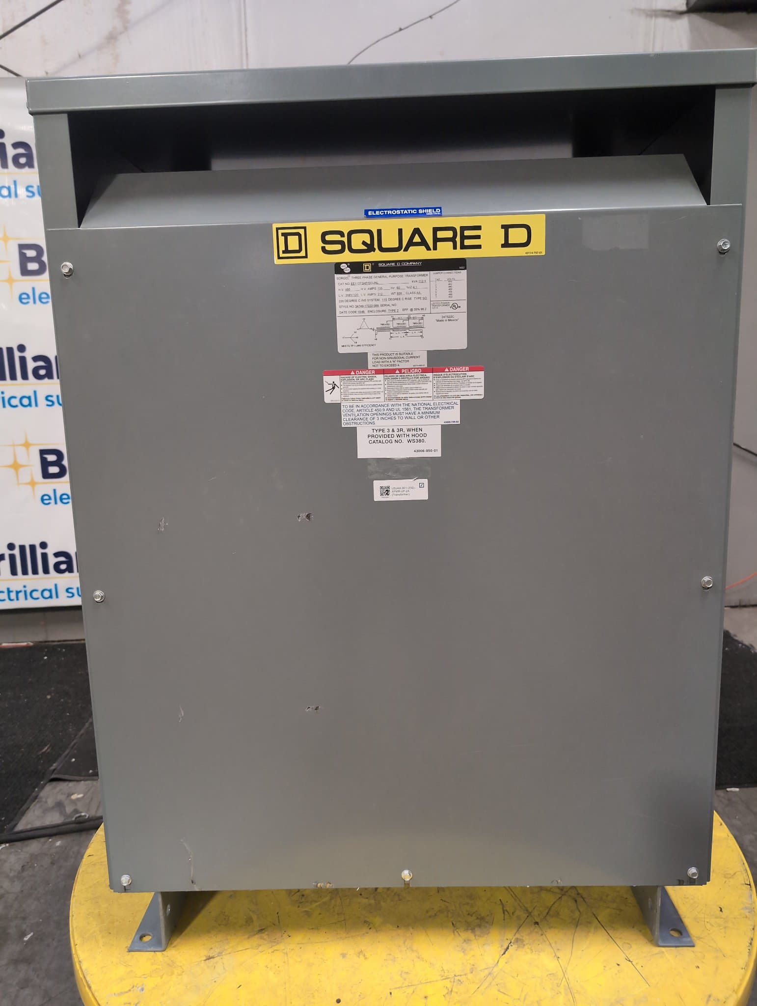 Square D EE112T3HFISCUNL Dry Type Transformer 112.5 kVA 480V – image 1