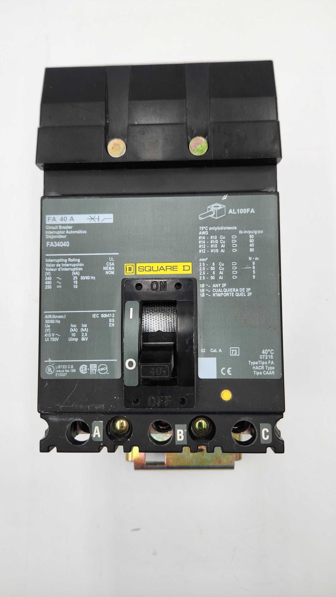 Square D FA34040 I-Line Circuit Breaker 40A 3P 480V – image 1